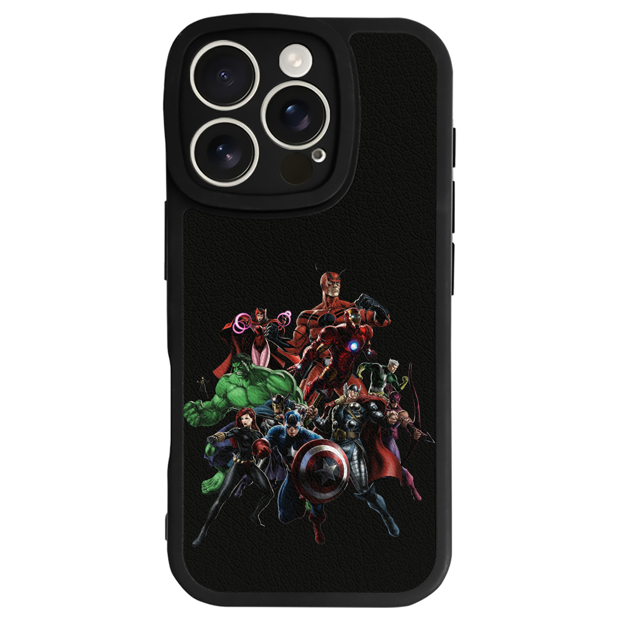 （画像用） アベンジャーズ The Avengers 【iPhone 16シリーズ対応】シリコンスマホケース（レザー調） 材質：シリコン